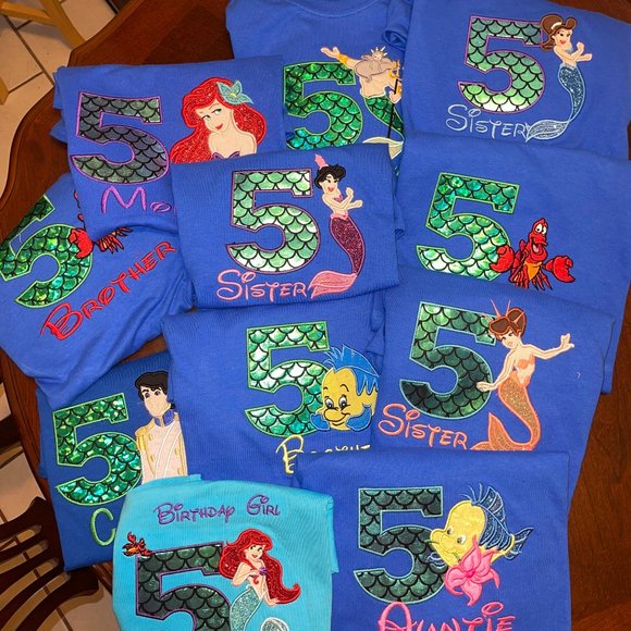 Family Mermaid Birthday Shirts - Picture 1 of 11